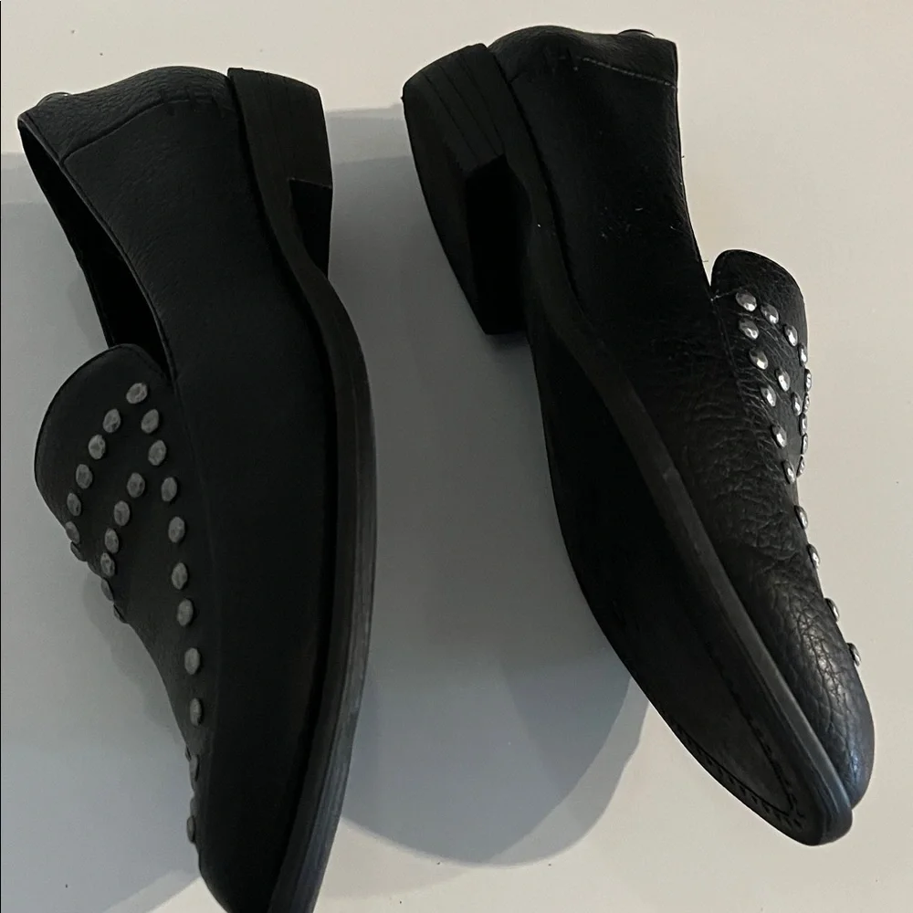 Blowfish Harper Black Loafers with Silver Studded Slip on Vegan Loafers Size 7.5